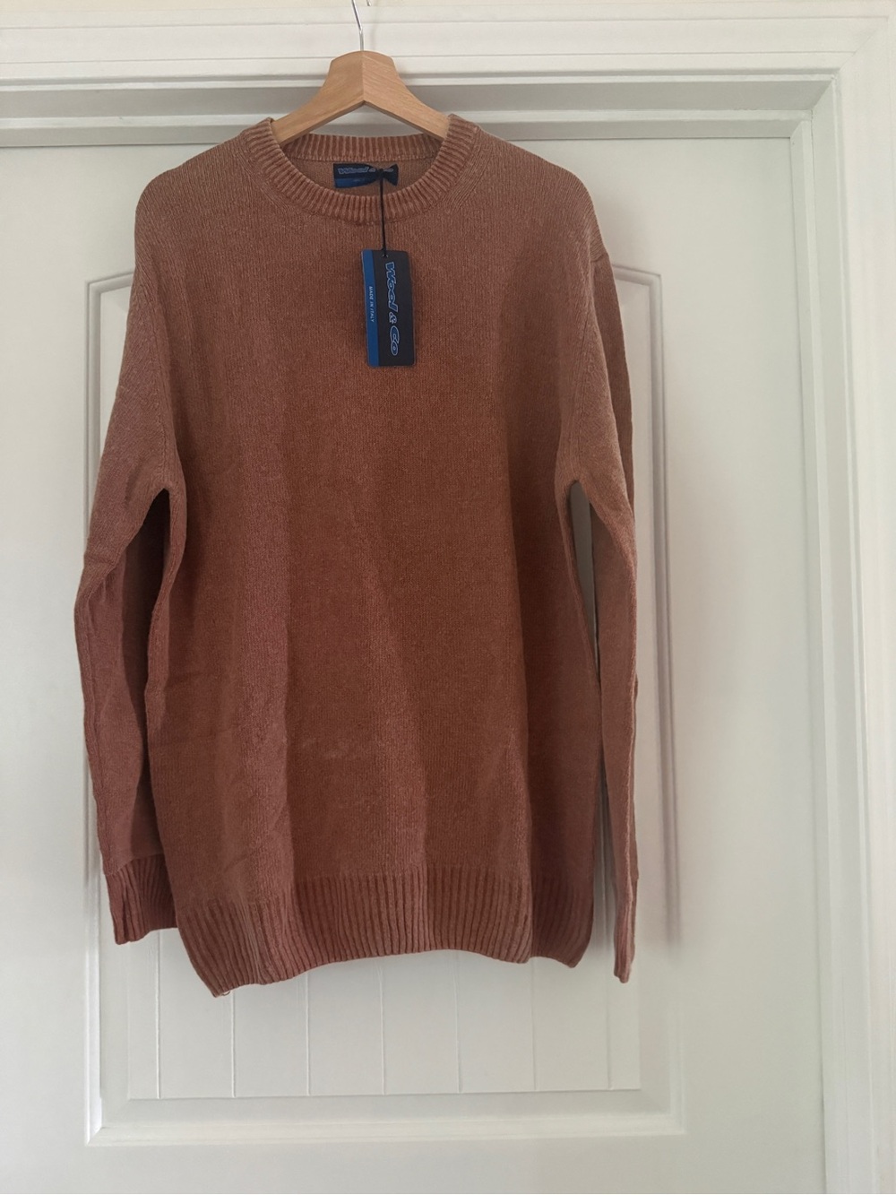 Men's Crewneck Sweater — Soft Rust Brown Knit